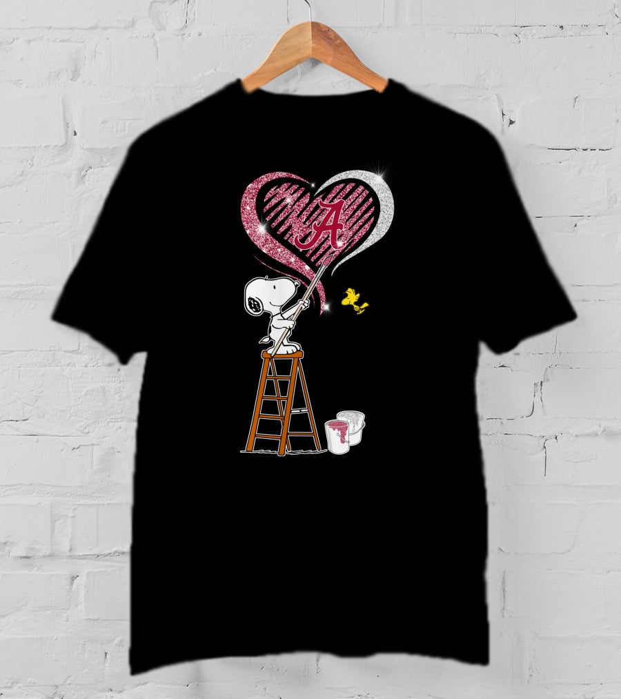 Snoopy Painting Alabama Crimson Tide Heart T-Shirt