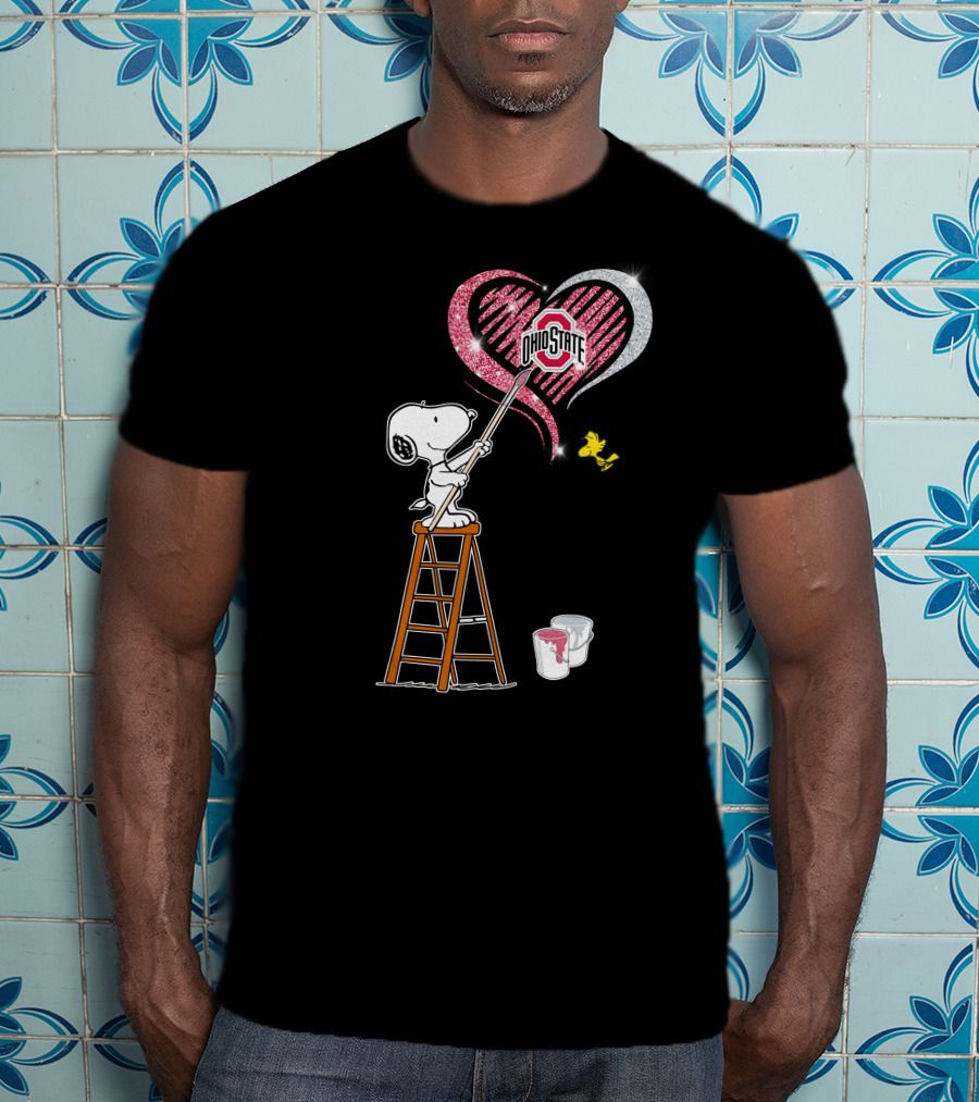 Ohio State Snoopy Heart Painting T-Shirt