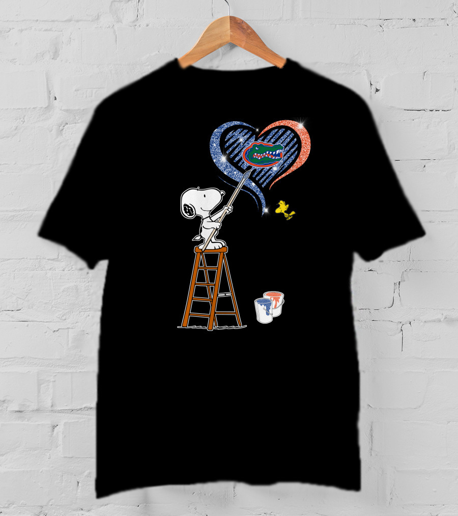 Snoopy Florida Gators Painting Heart With Snoopy And Woodstock T-Shirt