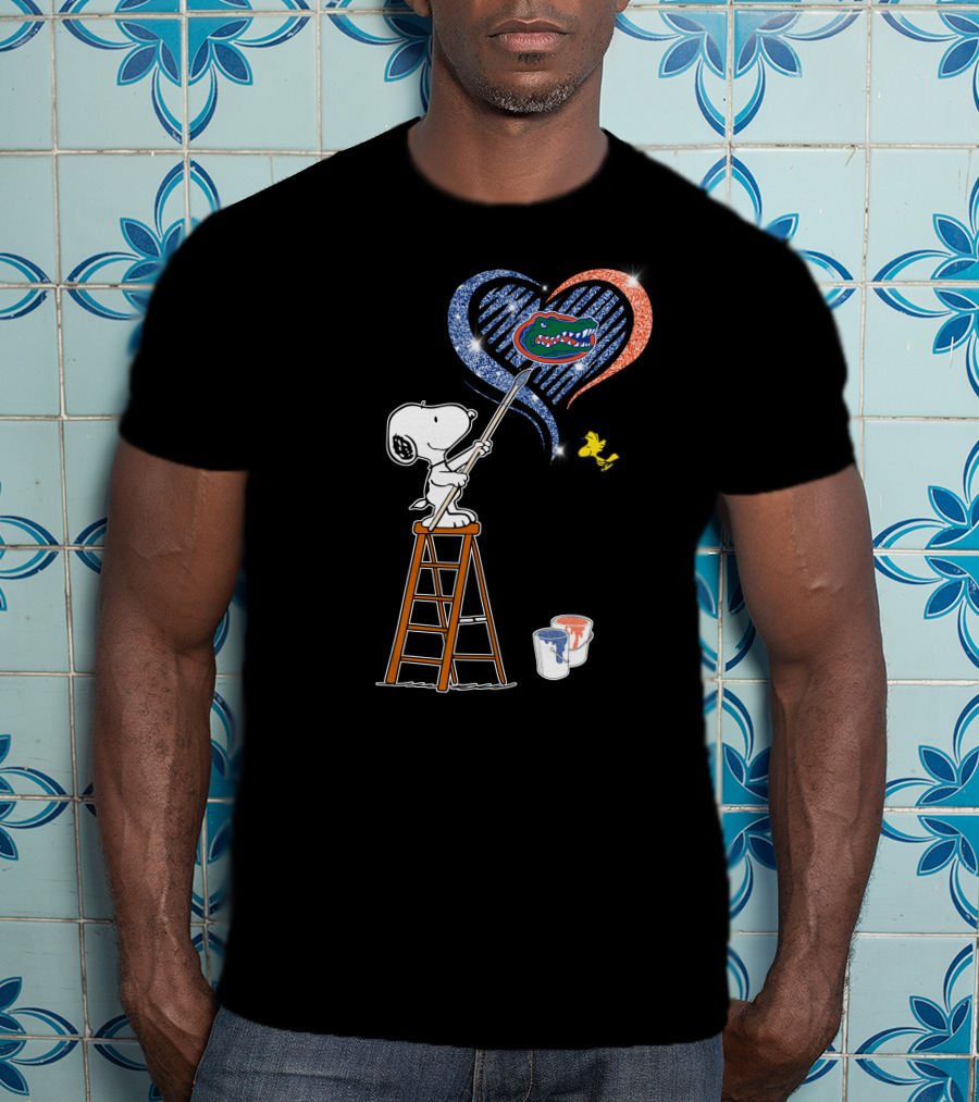 Snoopy Florida Gators Painting Heart With Snoopy And Woodstock T-Shirt