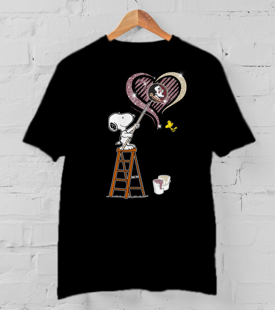 Snoopy Painting Heart With Ncaa Florida State Seminoles T-Shirt