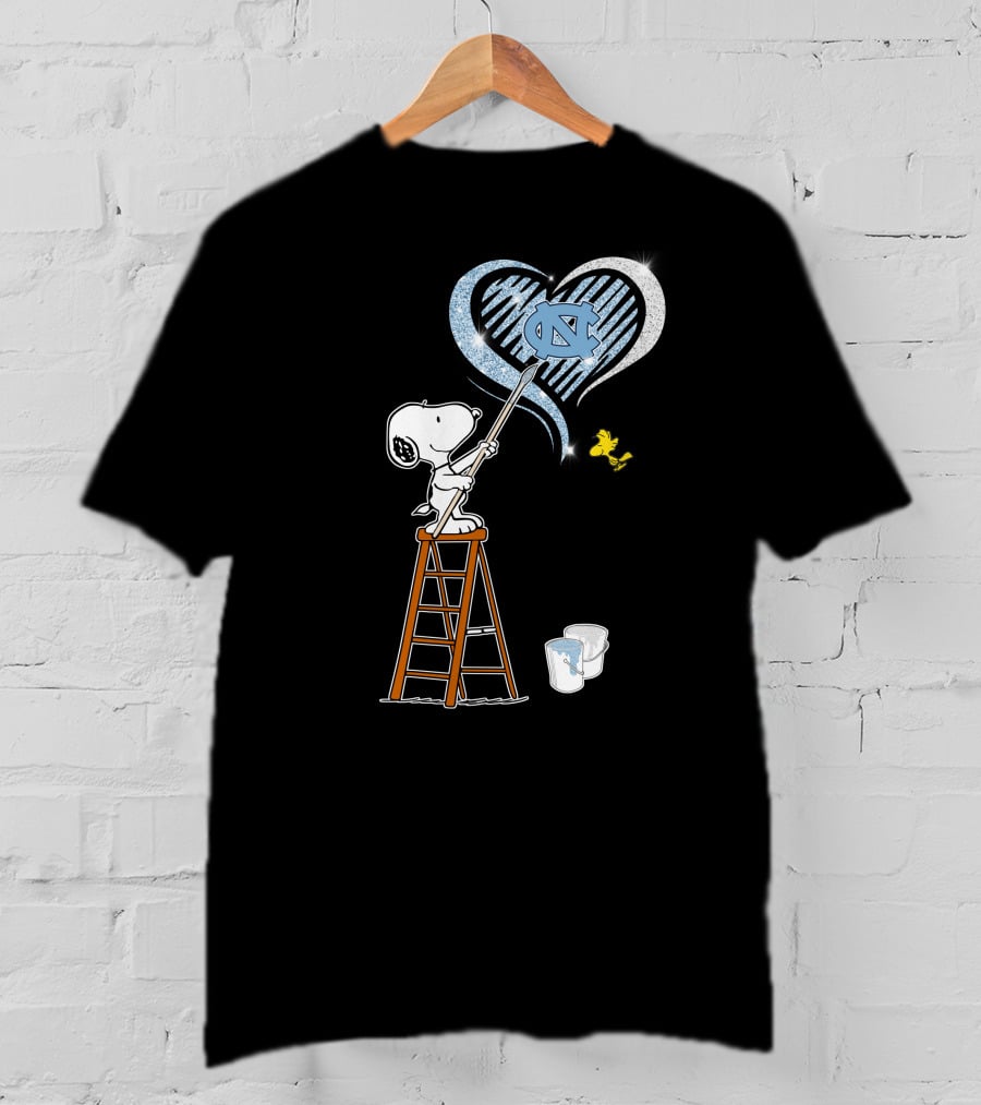 Snoopy Painting Unc Heart With Woodstock T-Shirt