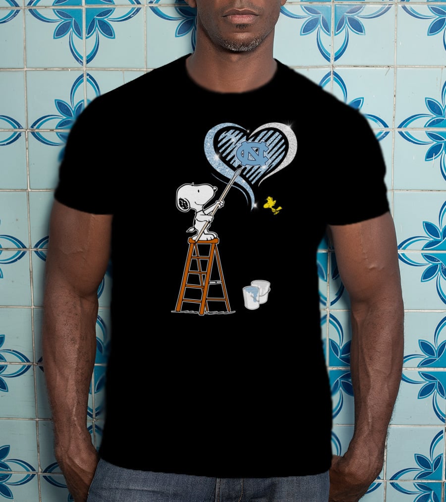 Snoopy Painting Unc Heart With Woodstock T-Shirt