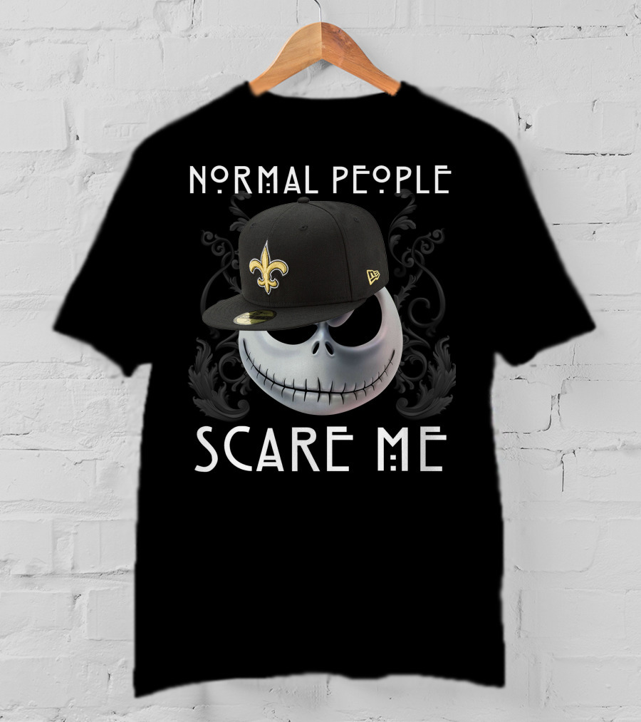 Normal People Scare Me Jack NFL Saints Hat Skull T-Shirt