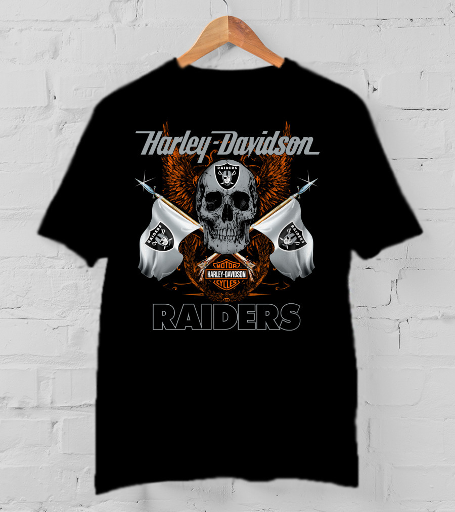 Harley Davidson Raiders Skull Flag T-Shirt