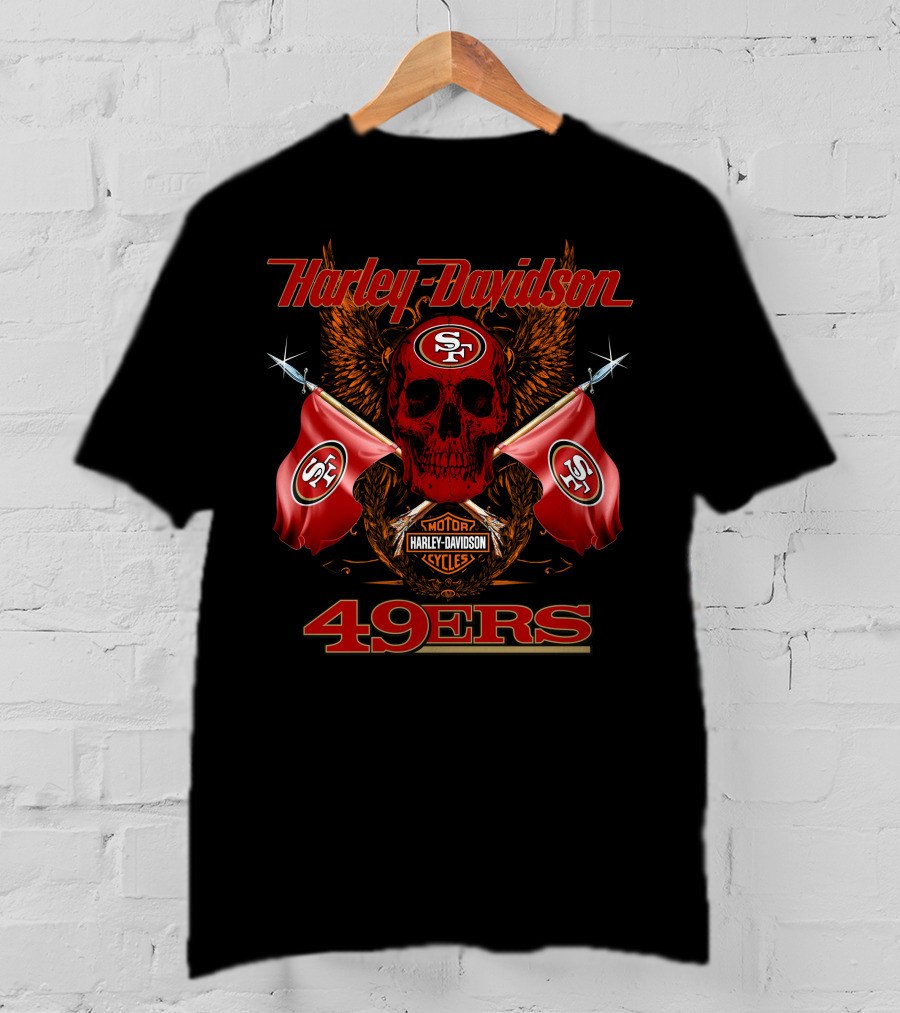 Harley Davidson Sf Skull Flags 49ers T-Shirt