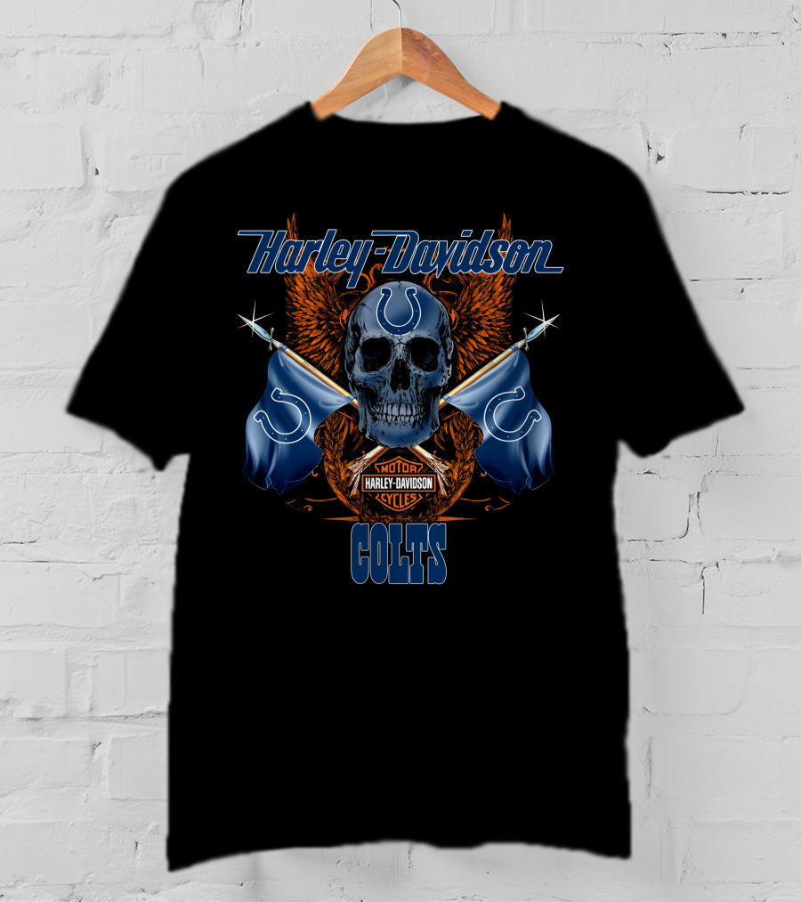 Harley Davidson Colts Skull Flags T-Shirt