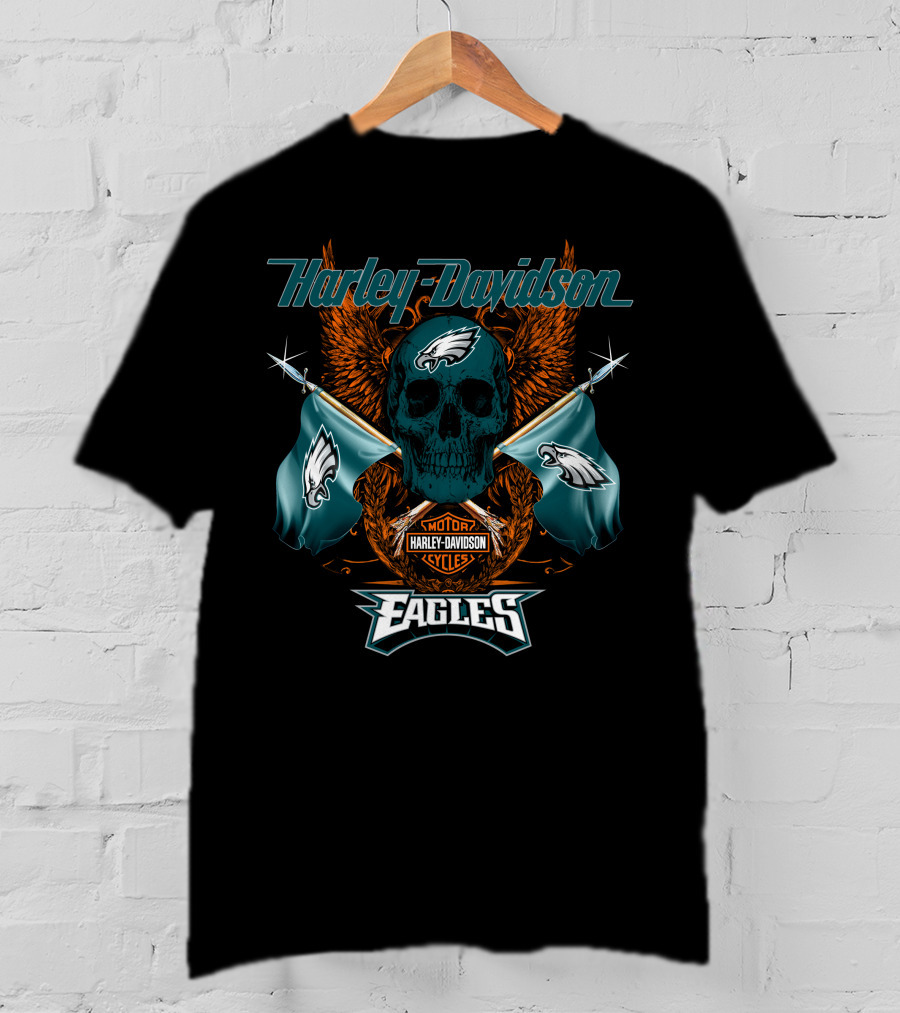 Harley Davidson Eagles Motor Cycles Flag T-Shirt