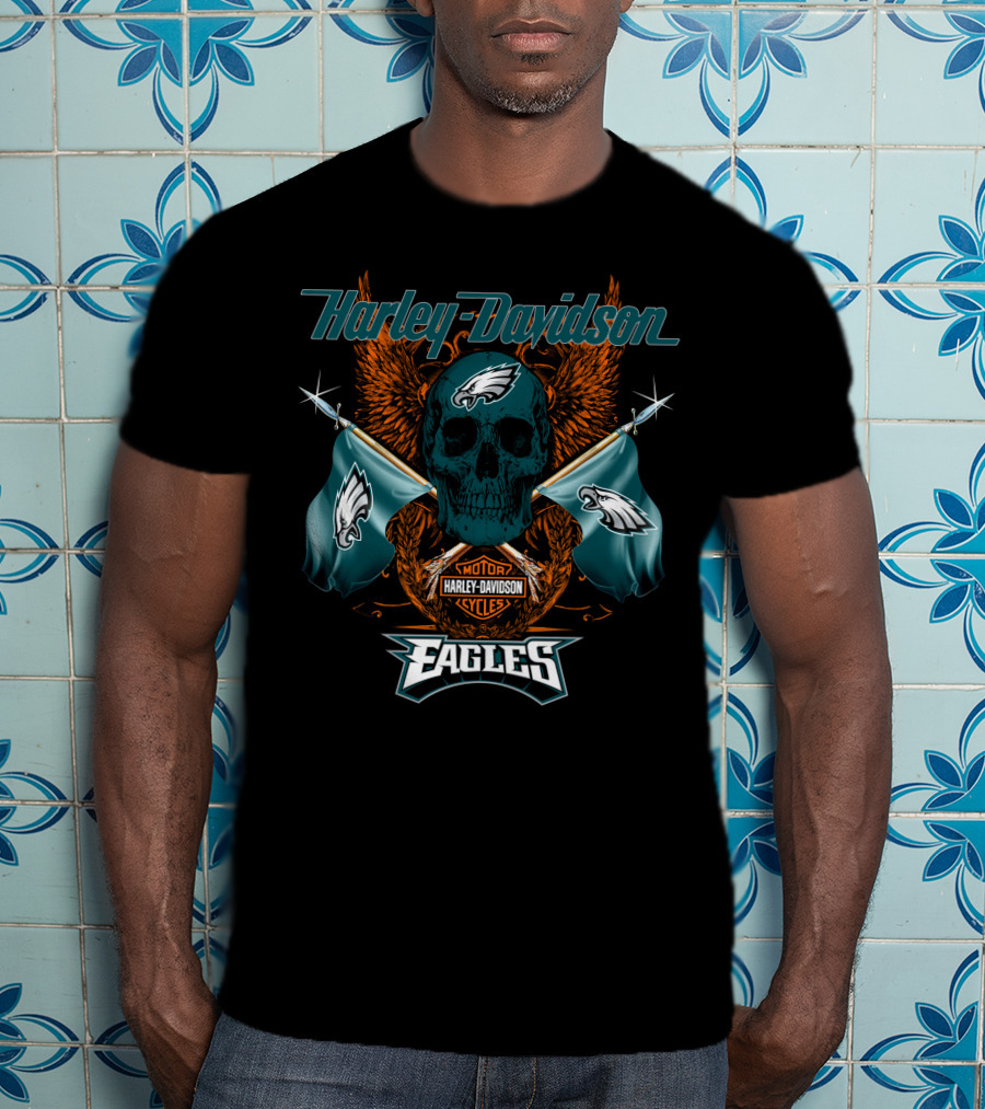 Harley Davidson Eagles Motor Cycles Flag T-Shirt
