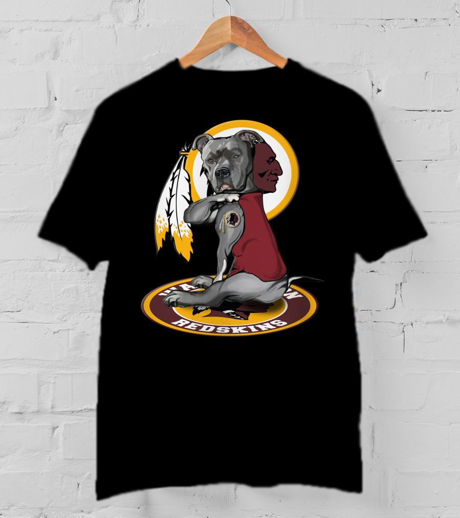 Washington Redskins Dog With Feather T-Shirt