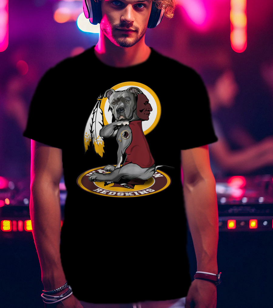 Washington Redskins Dog With Feather T-Shirt