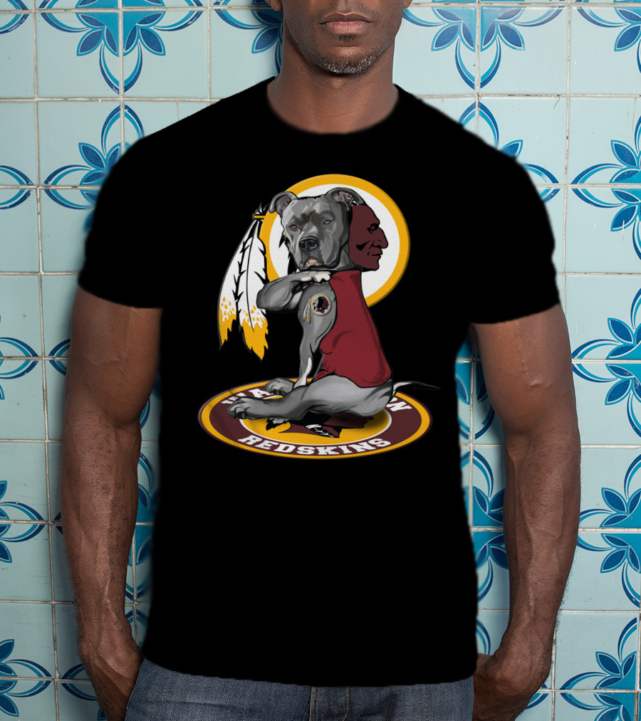 Washington Redskins Dog With Feather T-Shirt