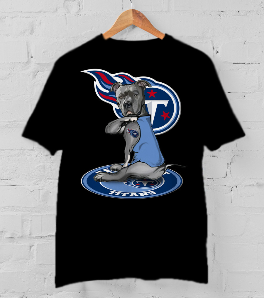 Tennessee Titans Dog With Logo And Stars T-Shirt