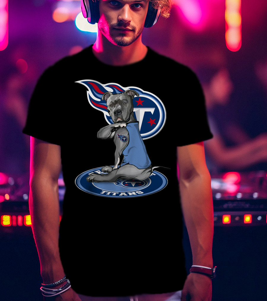 Tennessee Titans Dog With Logo And Stars T-Shirt