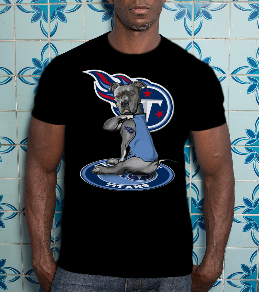 Tennessee Titans Dog With Logo And Stars T-Shirt