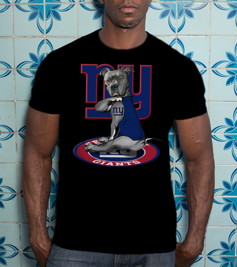 NY Giants Football Dog Mascot 21 Blue And Red T-Shirt