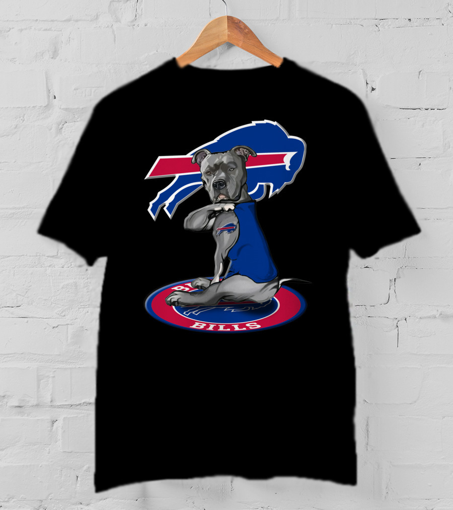 Buffalo Bills Dog With Team Logo And Colors T-Shirt