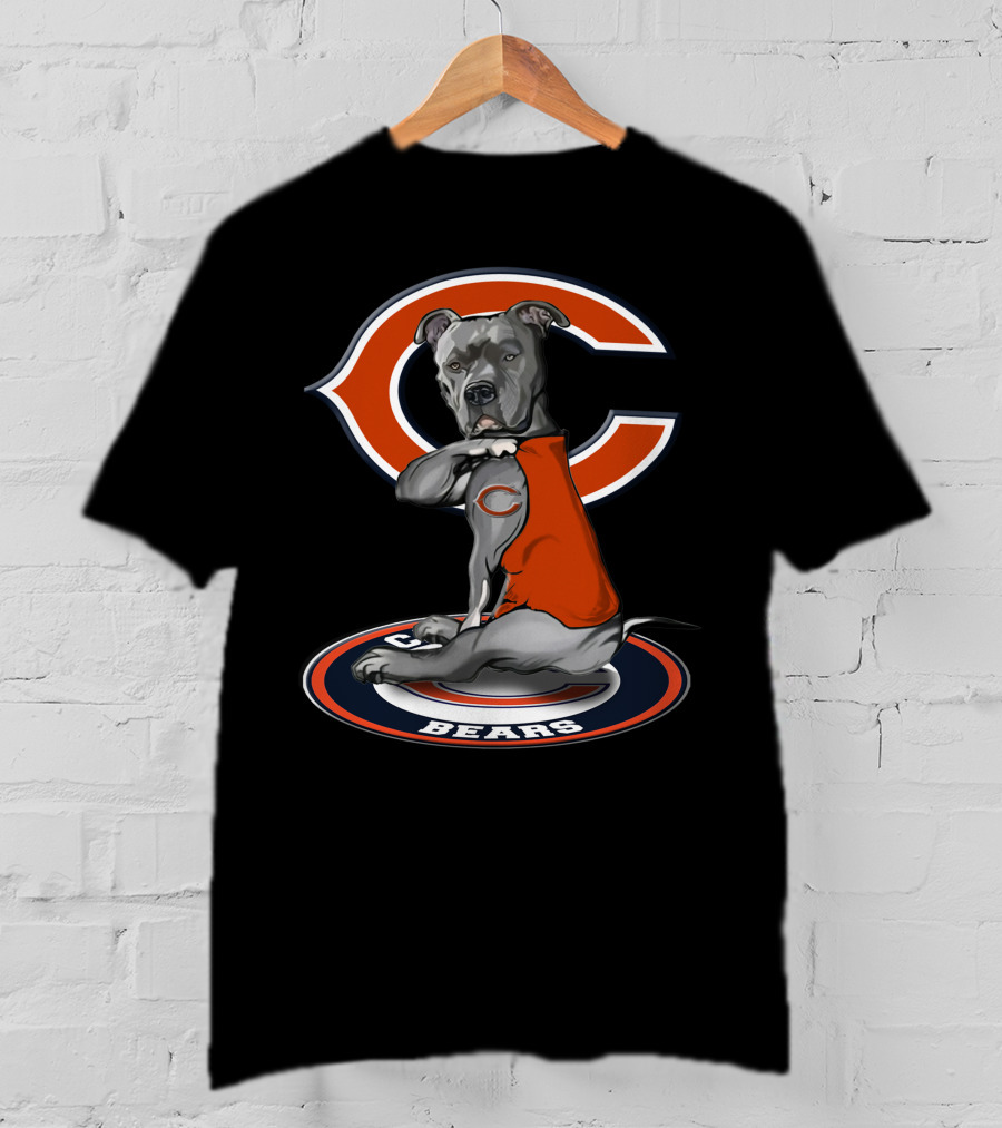 Chicago Bears Dog With Orange Jersey T-Shirt