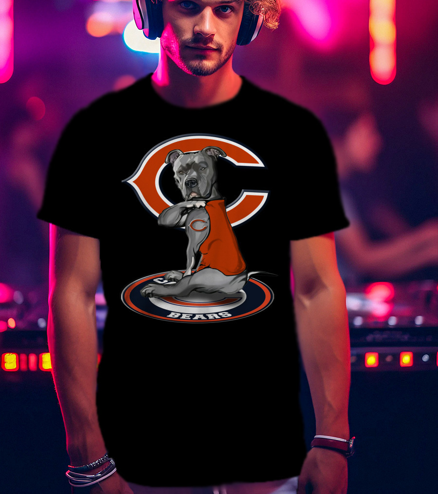 Chicago Bears Dog With Orange Jersey T-Shirt
