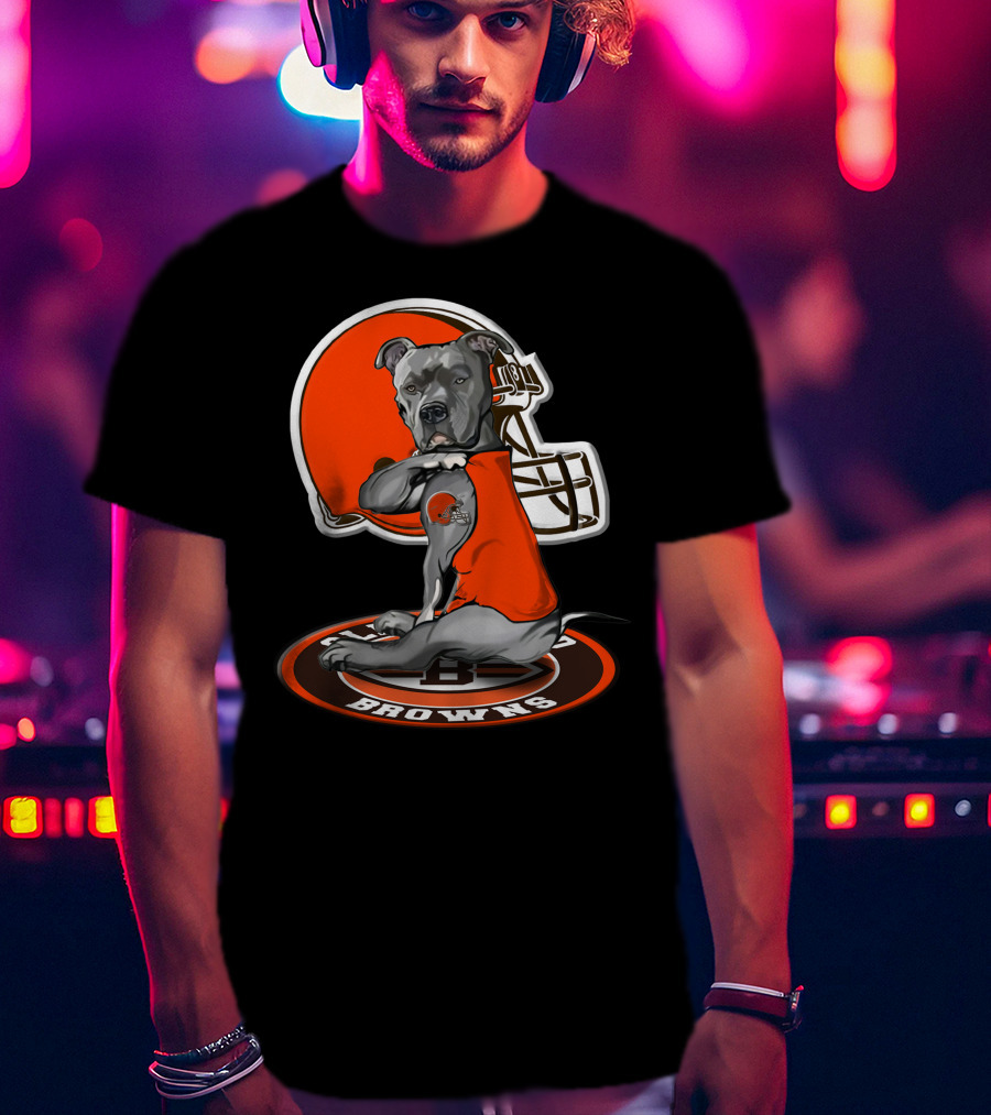 Cleveland Browns Dog Mascot With Helmet And Team T-Shirt