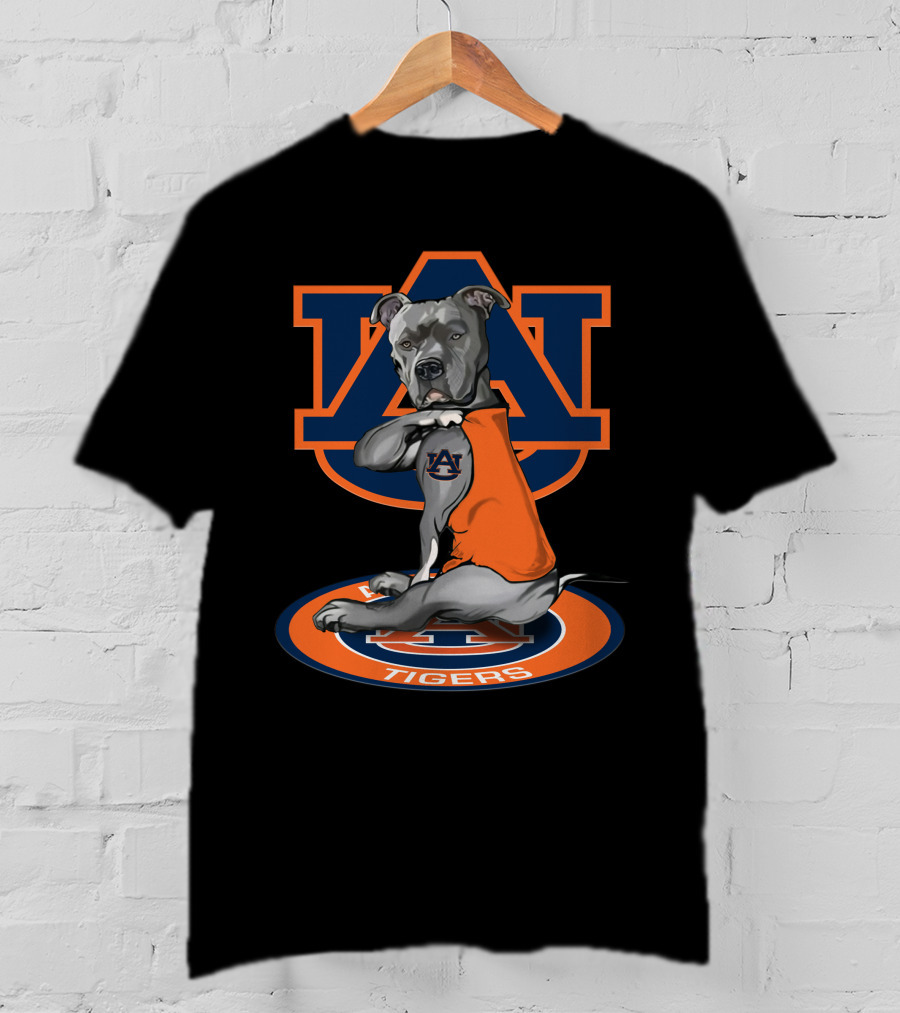 Auburn Tigers Logo Dog Wearing Orange Jersey T-Shirt