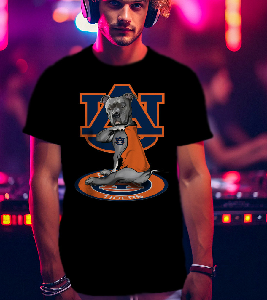 Auburn Tigers Logo Dog Wearing Orange Jersey T-Shirt