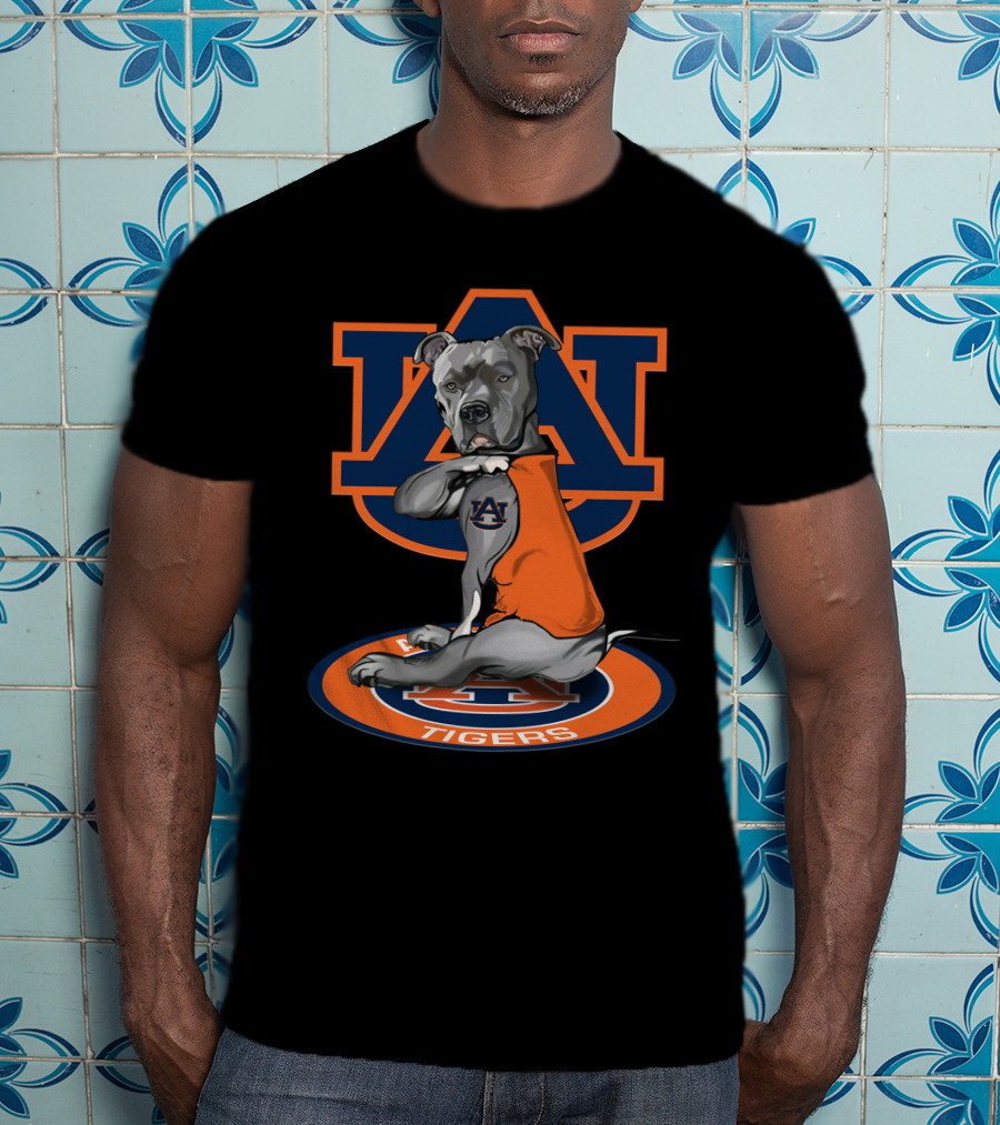 Auburn Tigers Logo Dog Wearing Orange Jersey T-Shirt