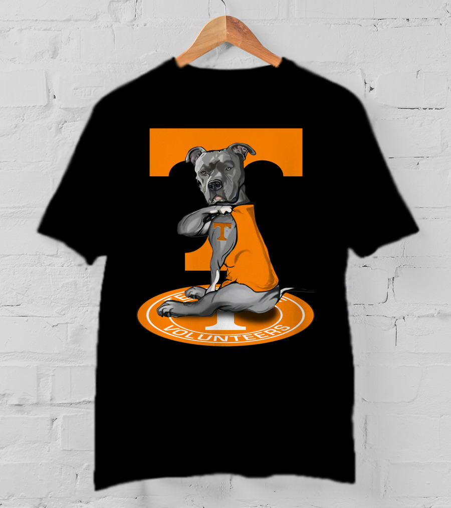 Tennessee Volunteers Dog In Orange T-Shirt With Power T T-Shirt