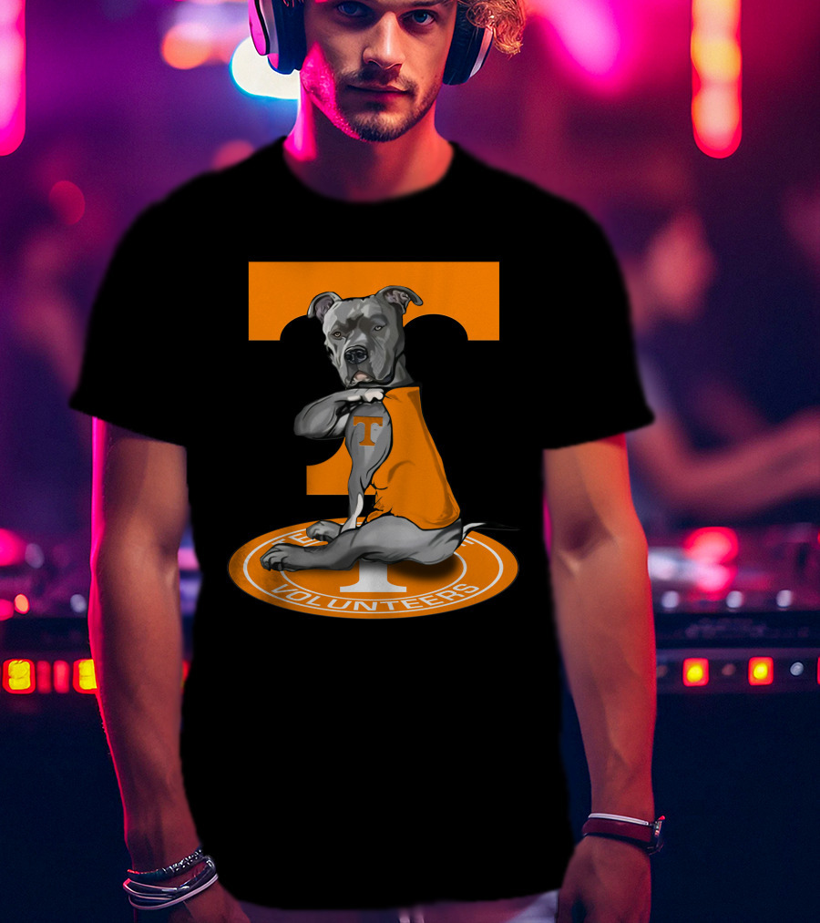 Tennessee Volunteers Dog In Orange T-Shirt With Power T T-Shirt
