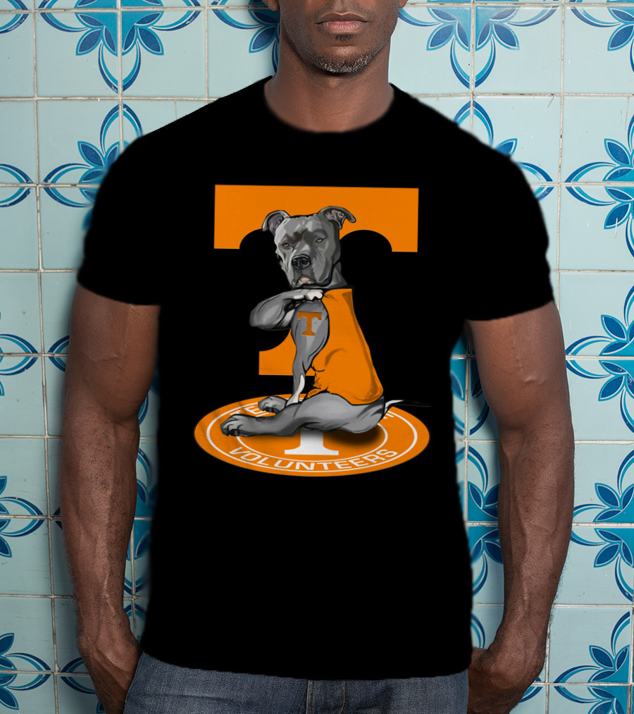 Tennessee Volunteers Dog In Orange T-Shirt With Power T T-Shirt
