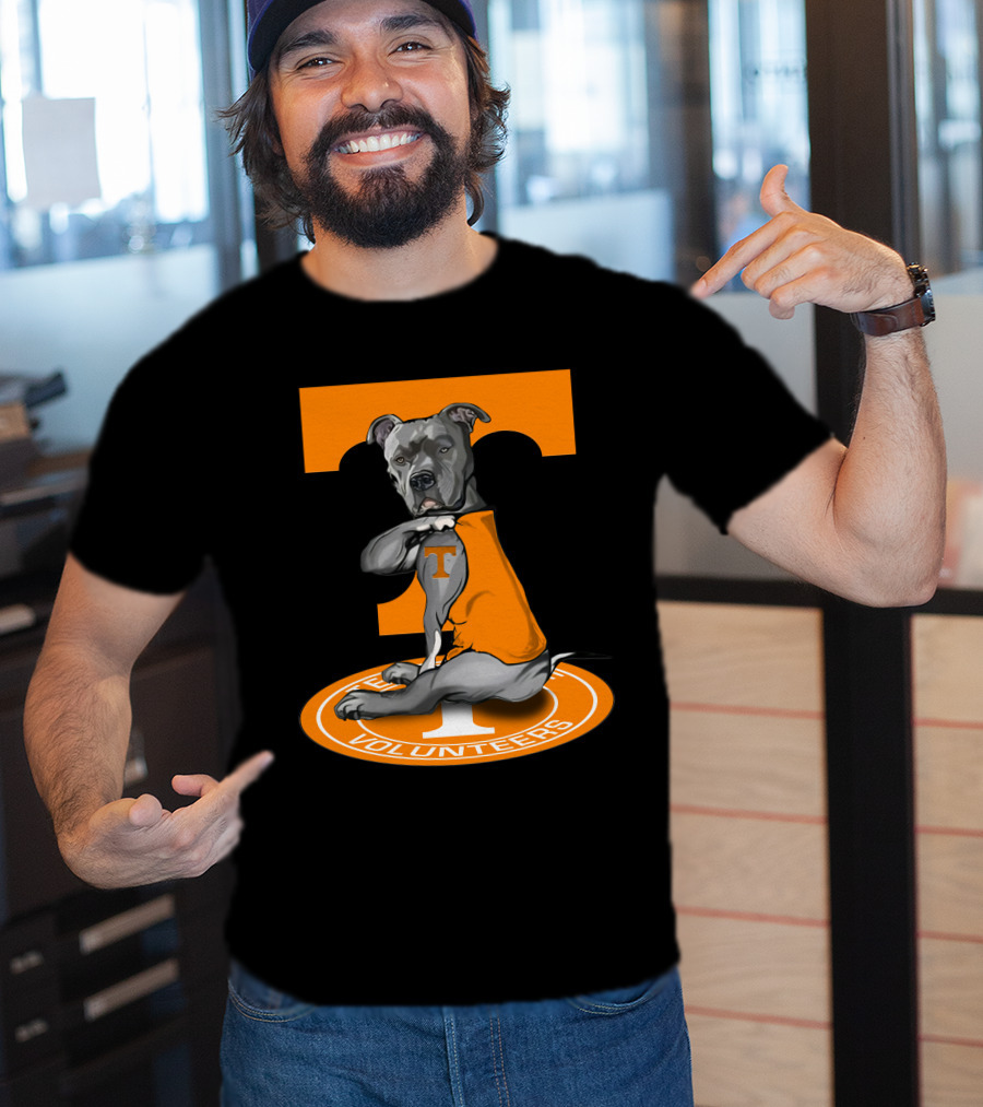 Tennessee Volunteers Dog In Orange T-Shirt With Power T T-Shirt