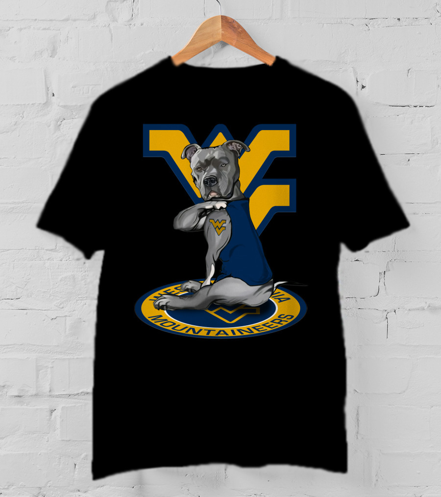 West Virginia Mountaineers Dog With Logo And Team Colors T-Shirt