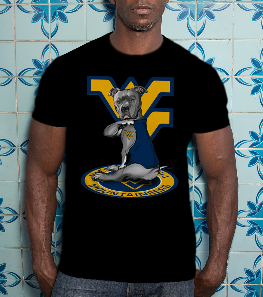West Virginia Mountaineers Dog With Logo And Team Colors T-Shirt
