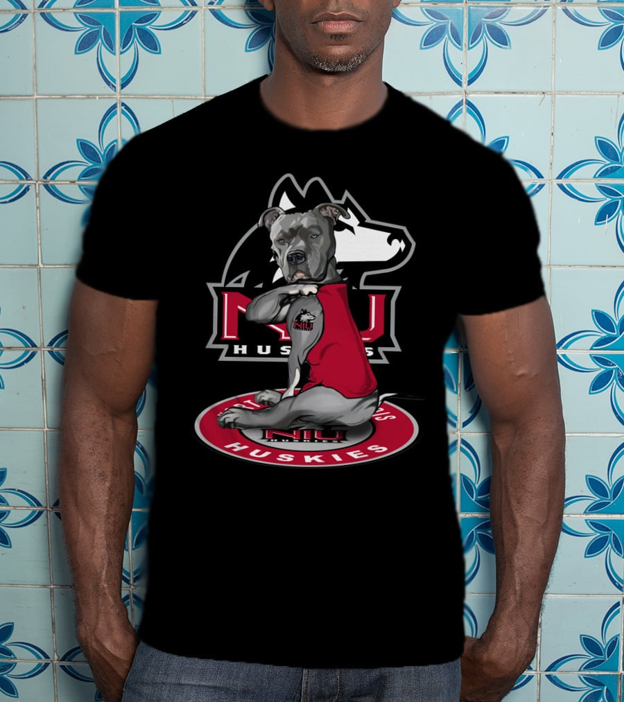 Niu Huskies Northern Illinois University Dog In Red Vest T-Shirt