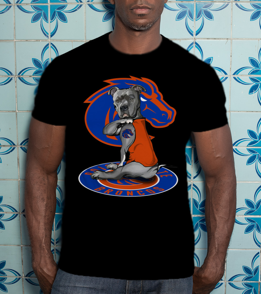 Boise State Broncos 23 Bulldog With Bronco Tattoo T-Shirt