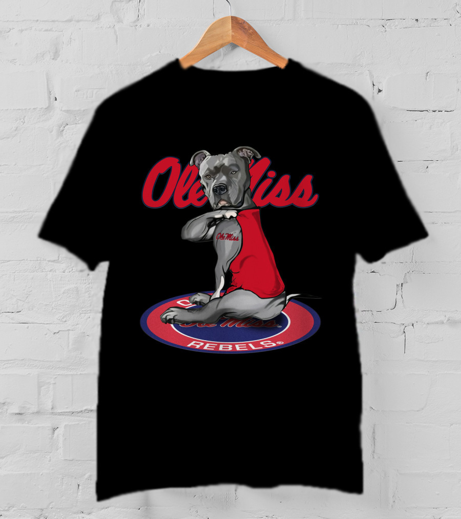 Ole Miss Rebels Bulldog Mascot In Red Vest T-Shirt