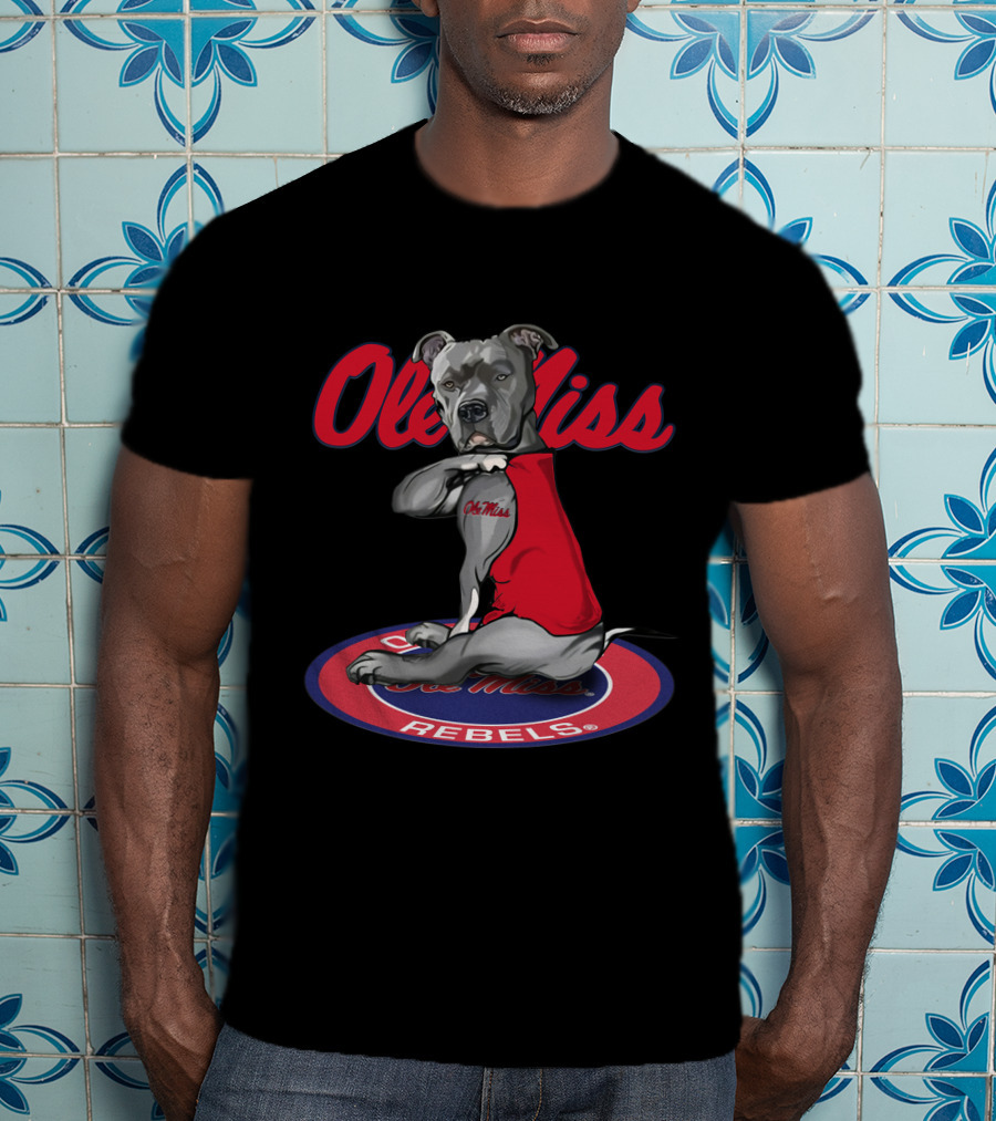 Ole Miss Rebels Bulldog Mascot In Red Vest T-Shirt