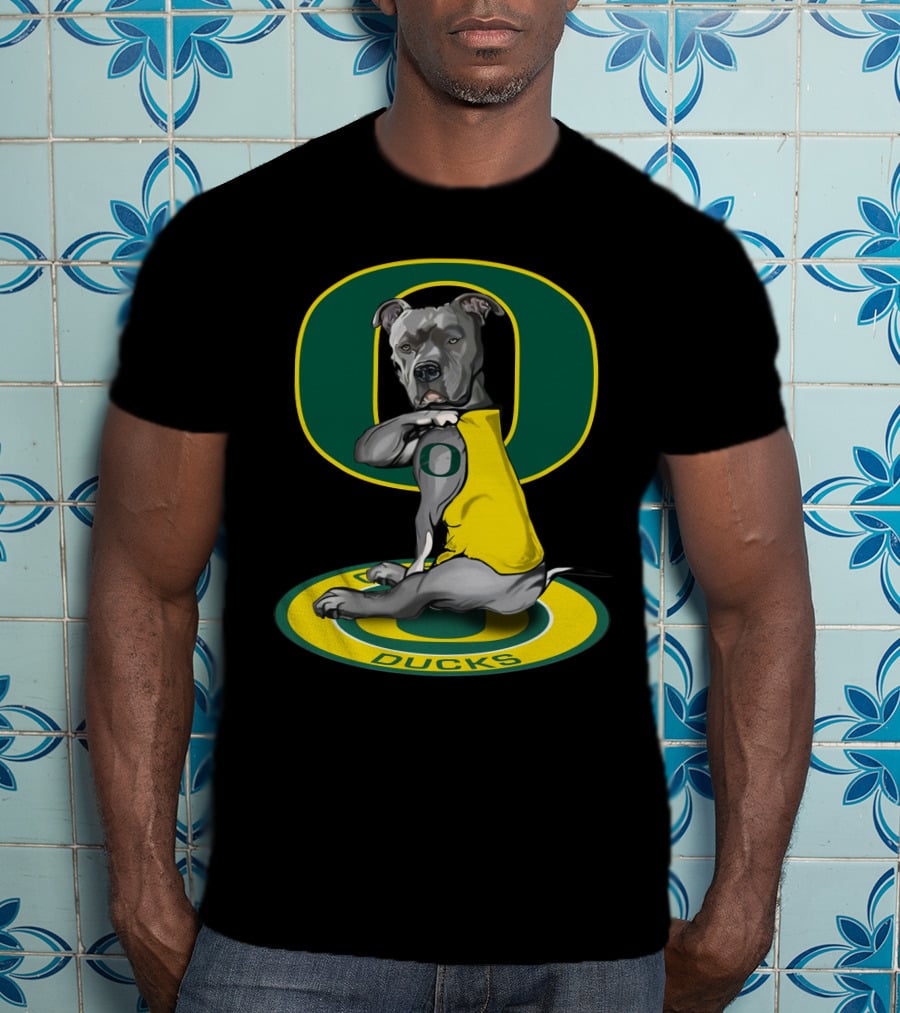 Oregon Ducks Bulldog With Yellow Vest And University T-Shirt