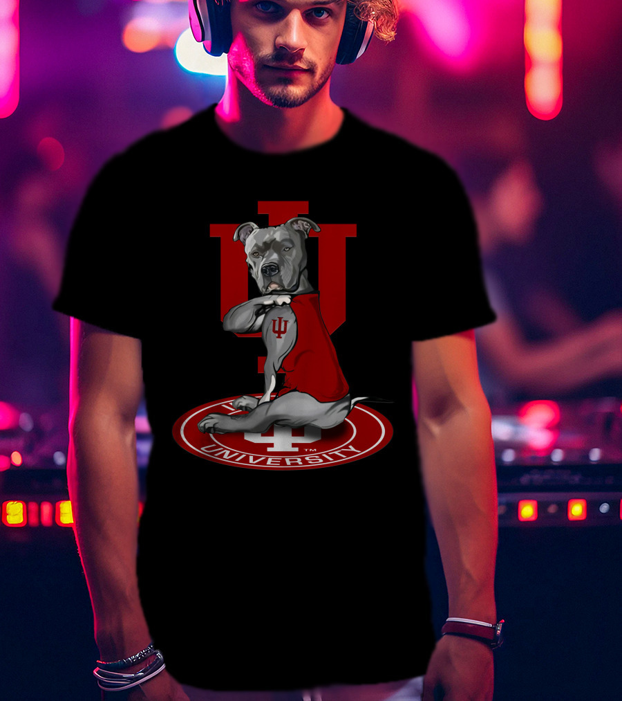 Indiana Hoosiers Dog In Red Vest On Iu T-Shirt