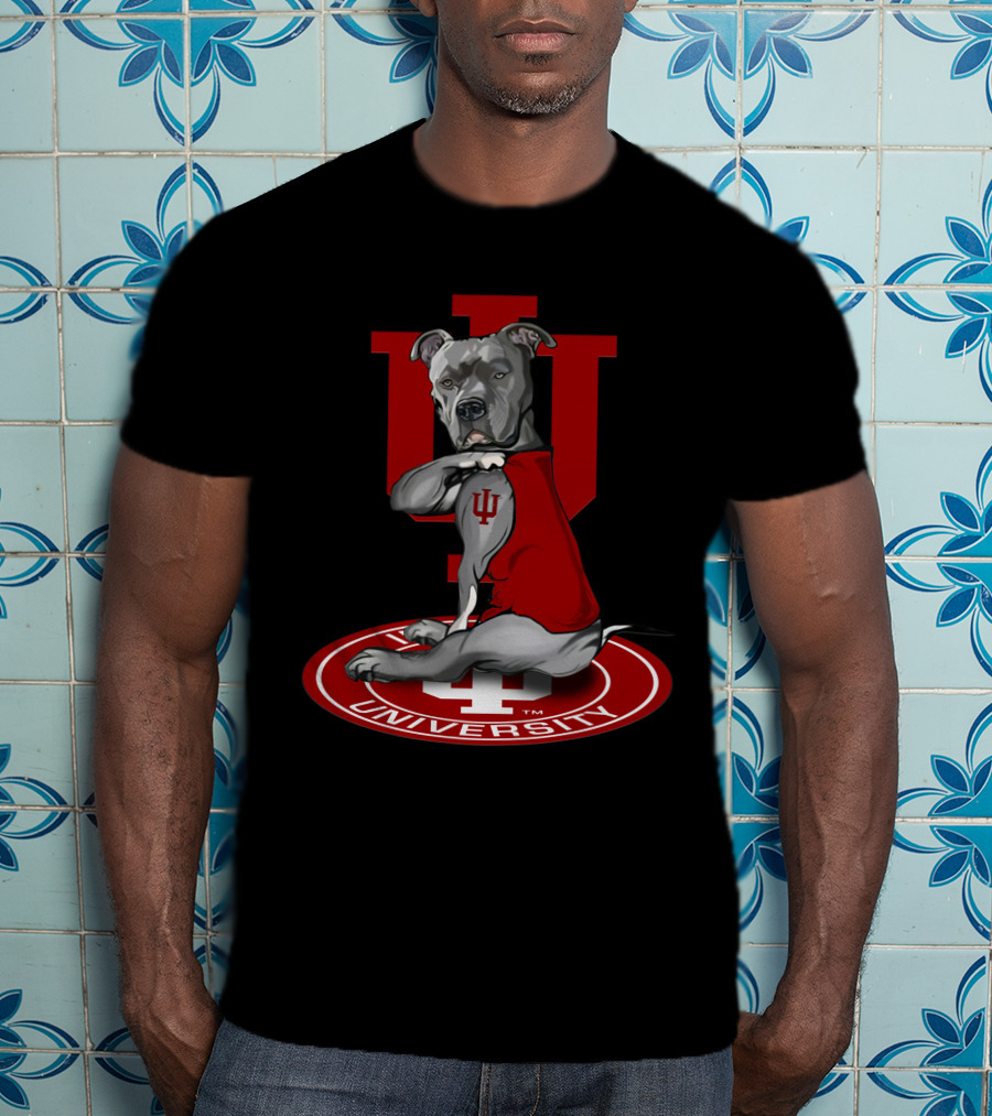 Indiana Hoosiers Dog In Red Vest On Iu T-Shirt