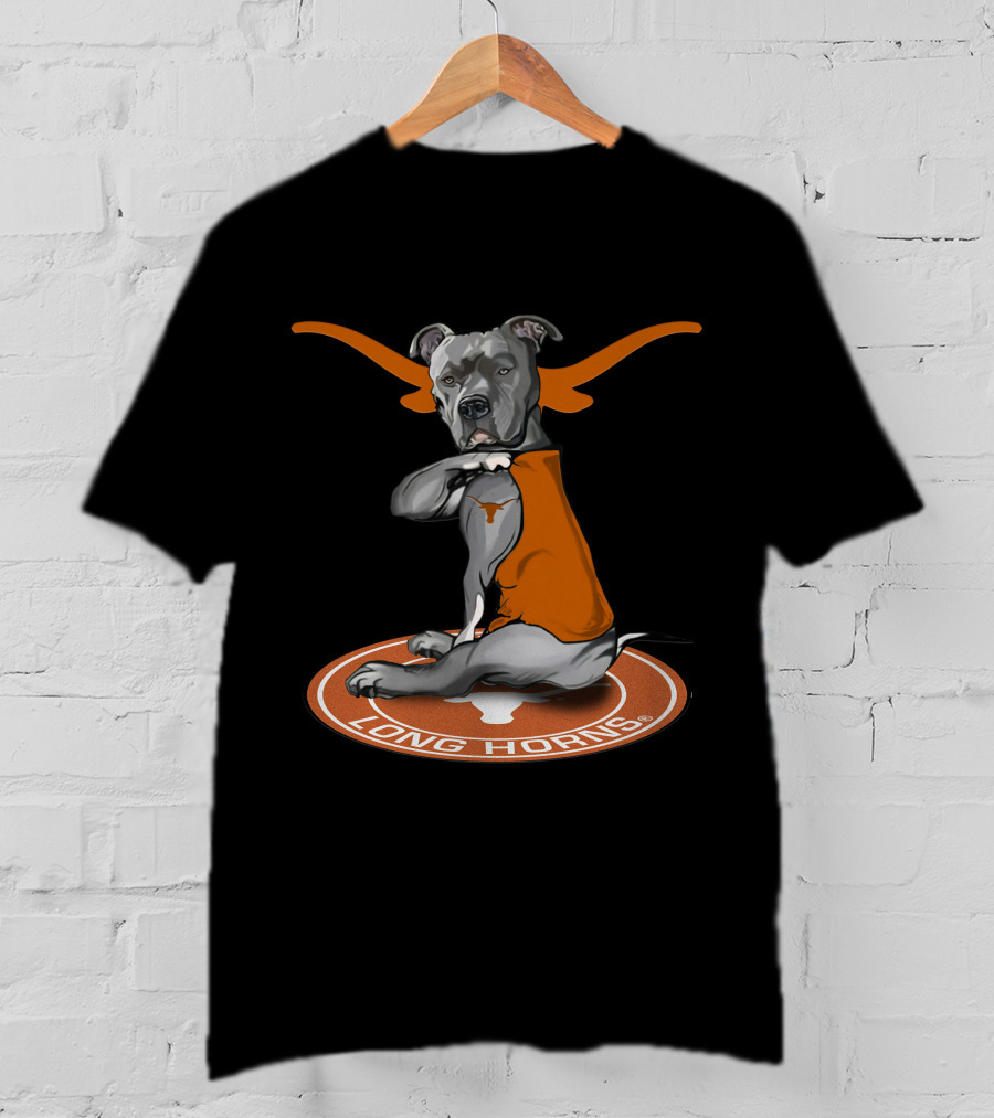 Texas Longhorns With Orange Longhorns Dog Logo And Orange Vest T-Shirt