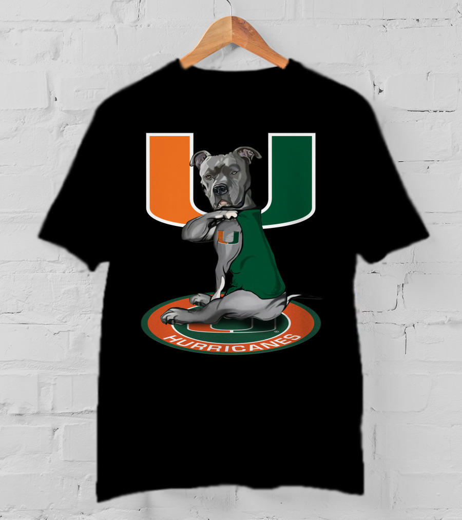 Miami Hurricanes Dog Mascot With U T-Shirt