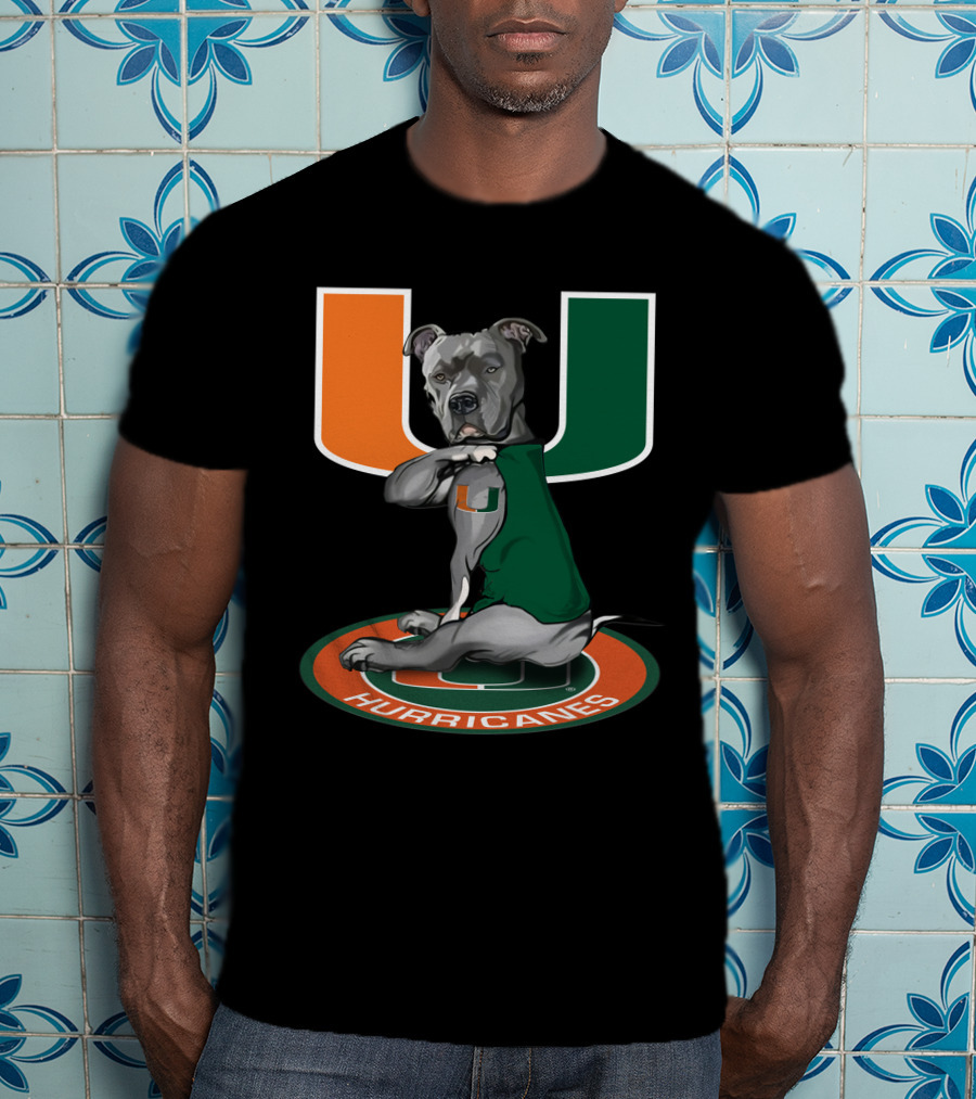 Miami Hurricanes Dog Mascot With U T-Shirt