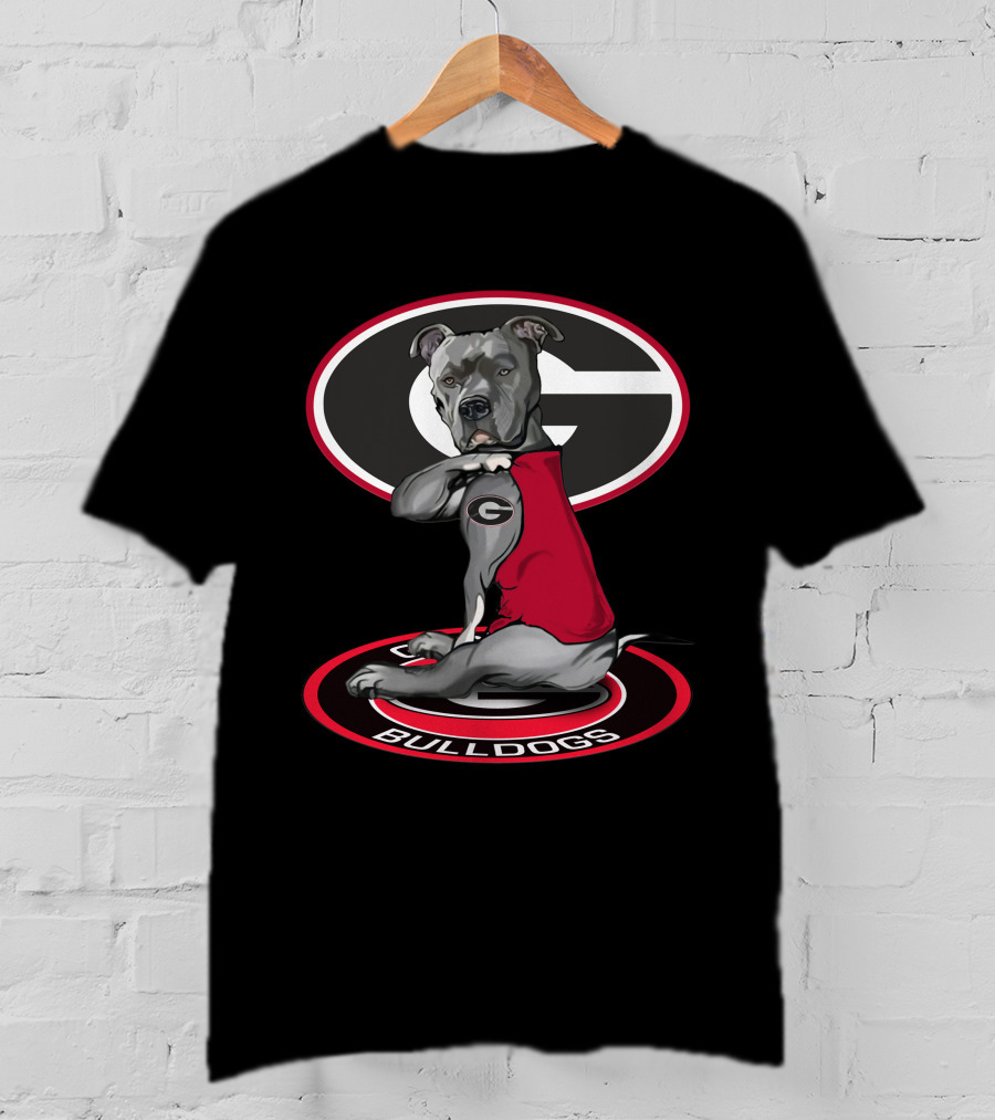 Georgia Bulldogs G Logo With Dog In Red Vest T-Shirt