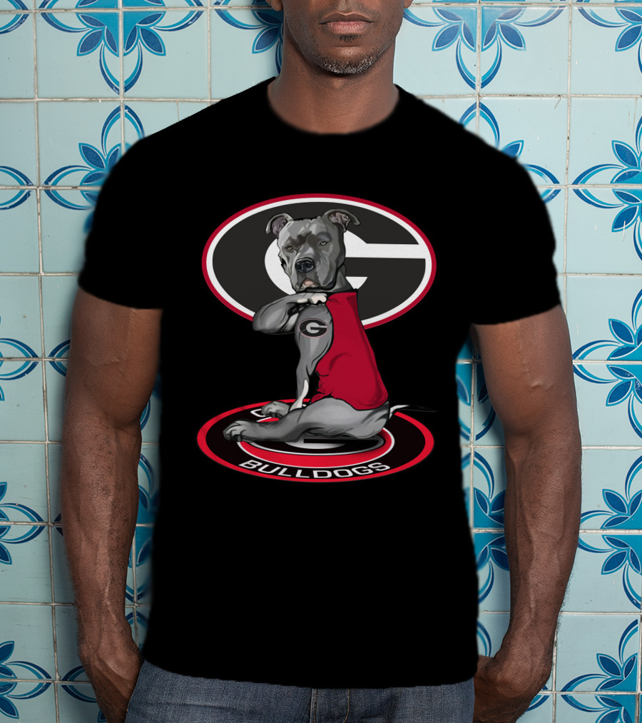 Georgia Bulldogs G Logo With Dog In Red Vest T-Shirt