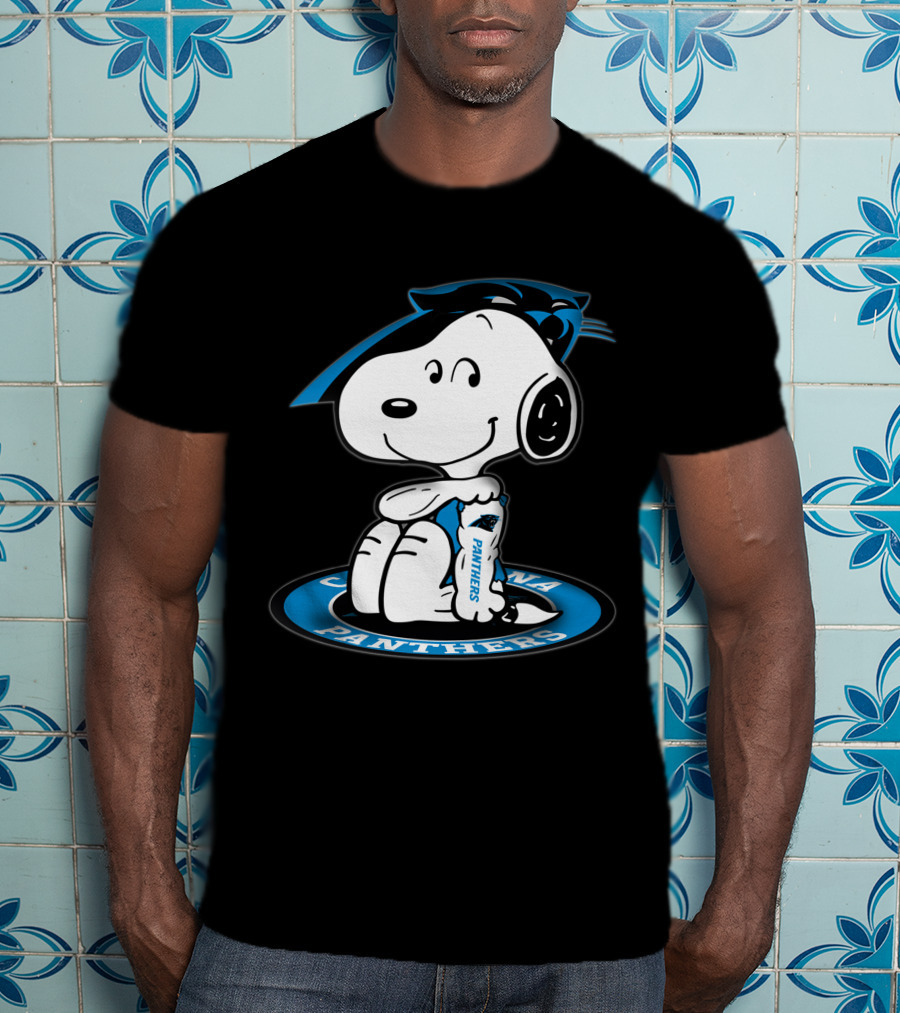 Snoopy Carolina Panthers Blue Football Fan T-Shirt