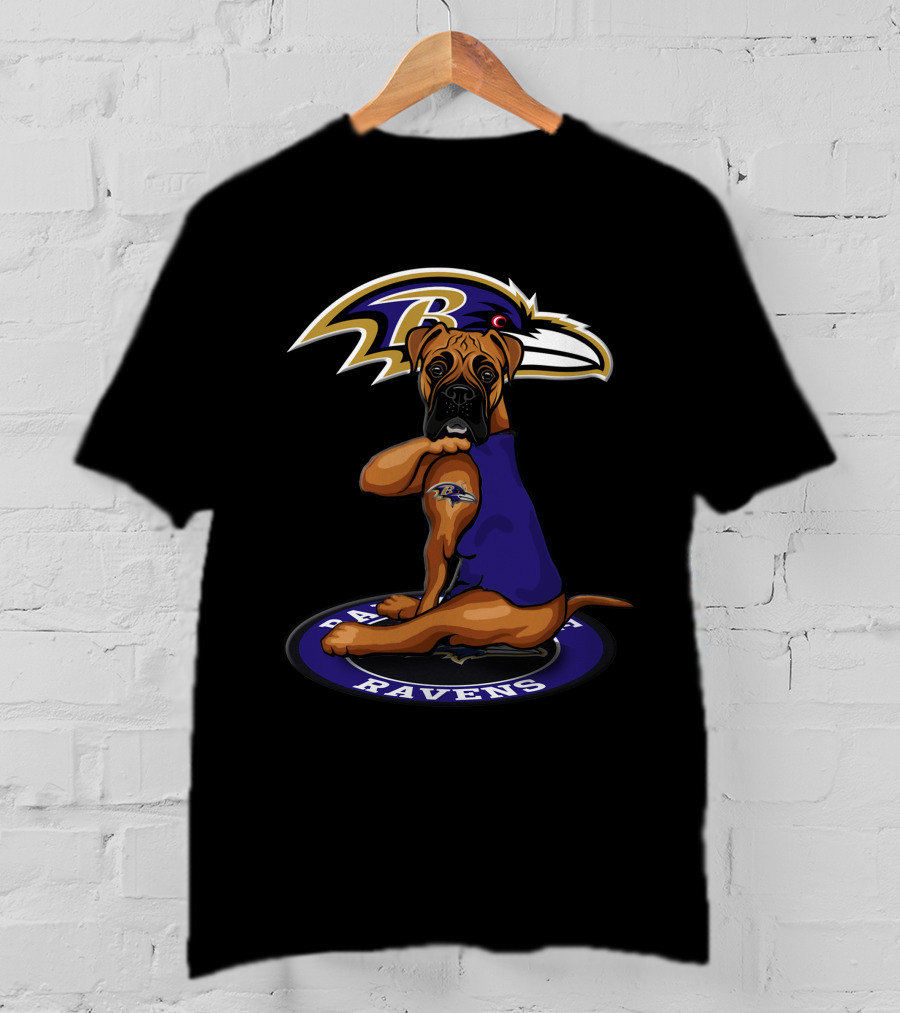 Baltimore Ravens Dog With Logo And Tattoo T-Shirt