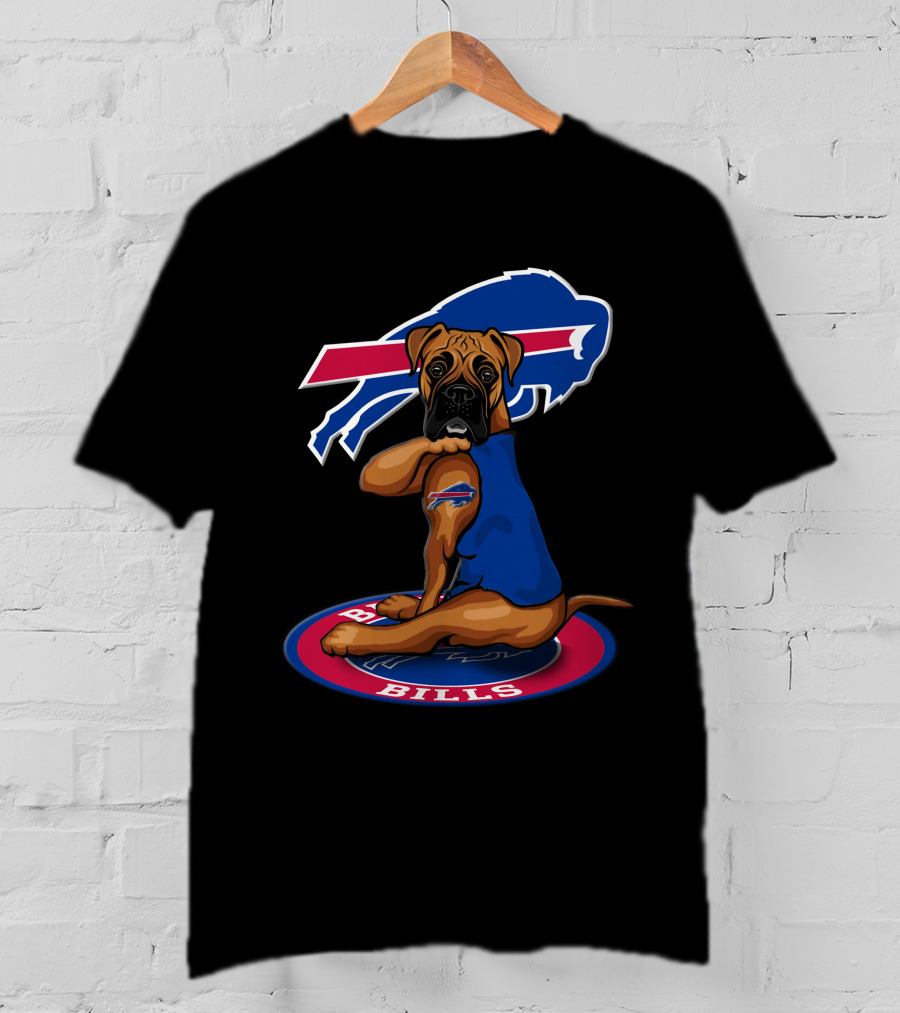 Buffalo Bills Dog Mascot With Team Logo And Jersey T-Shirt