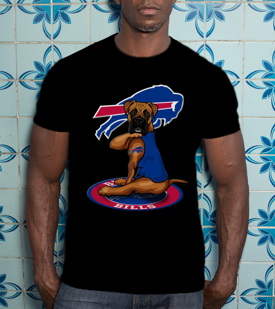 Buffalo Bills Dog Mascot With Team Logo And Jersey T-Shirt