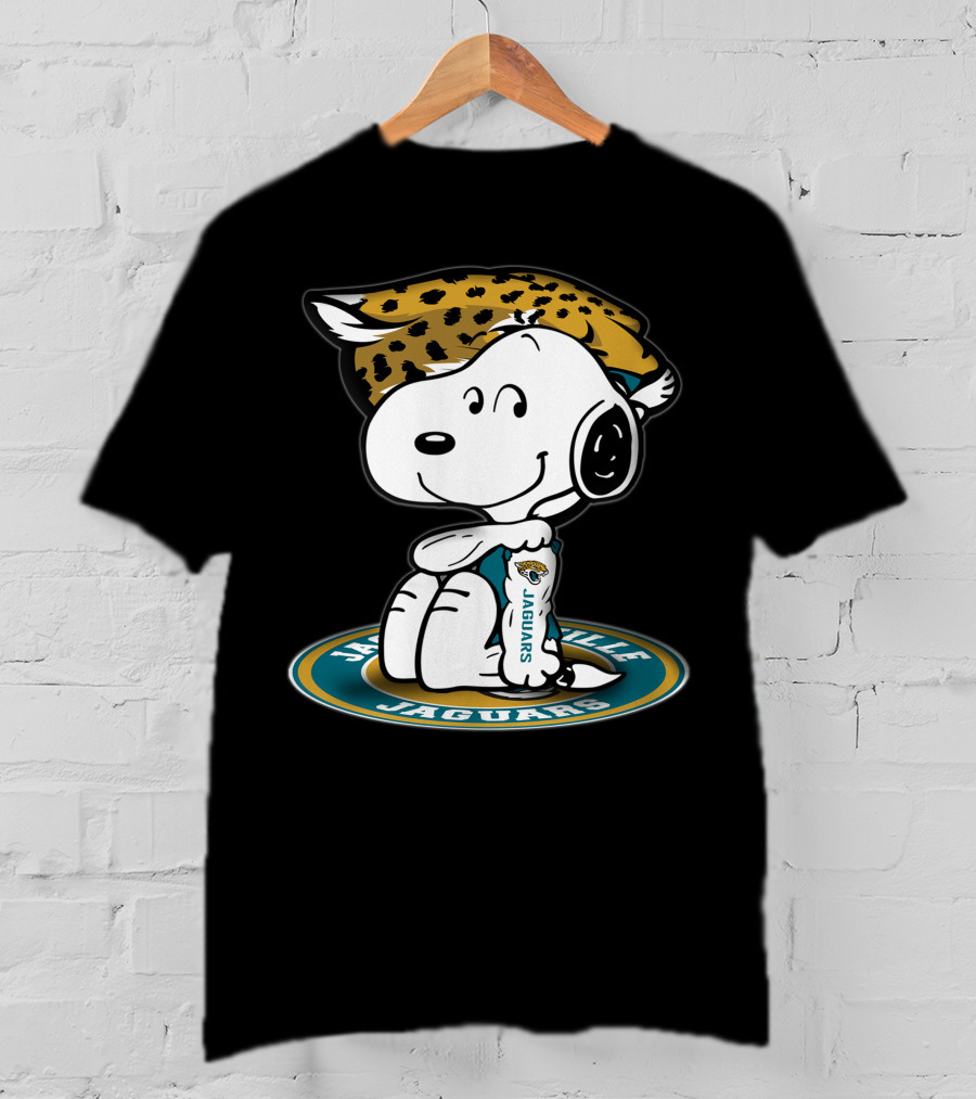 Snoopy Wearing Jacksonville Jaguars Gear With Jaguars Helmet T-Shirt